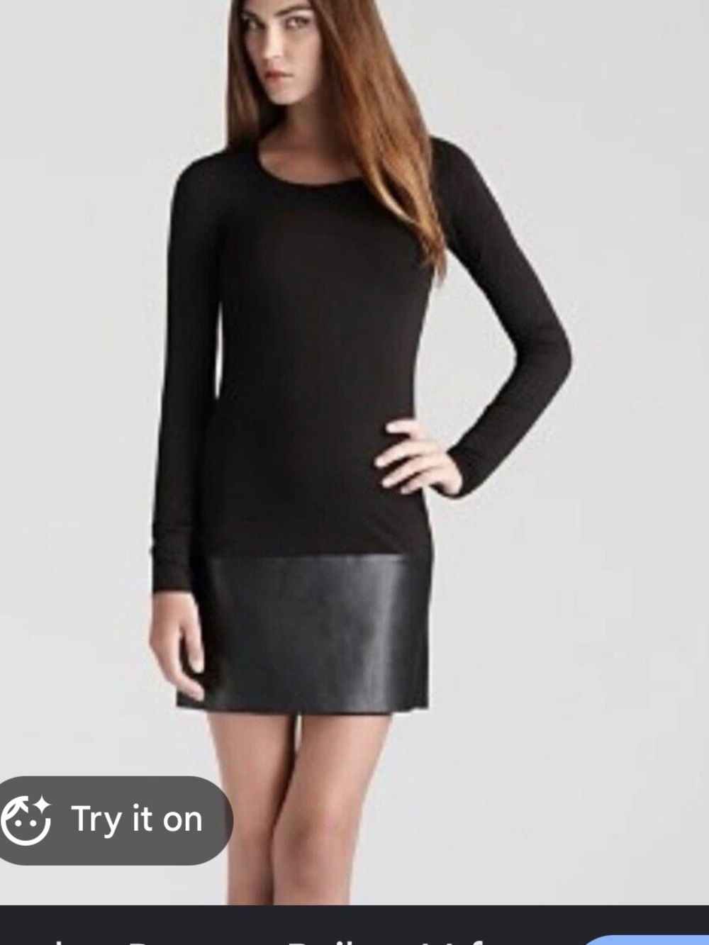 Black T-cotton and leather Bailey 44 dress